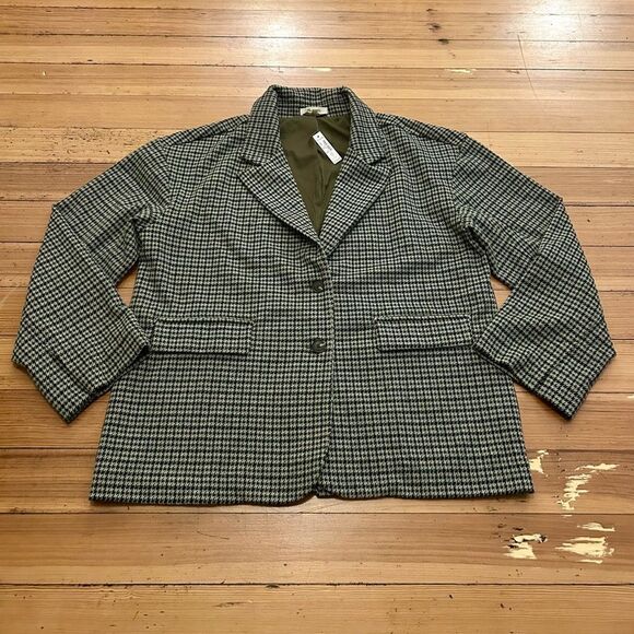 Madewell Oversized Knit Blazer Houndstooth. NWT. Size L. - Picture 5 of 13